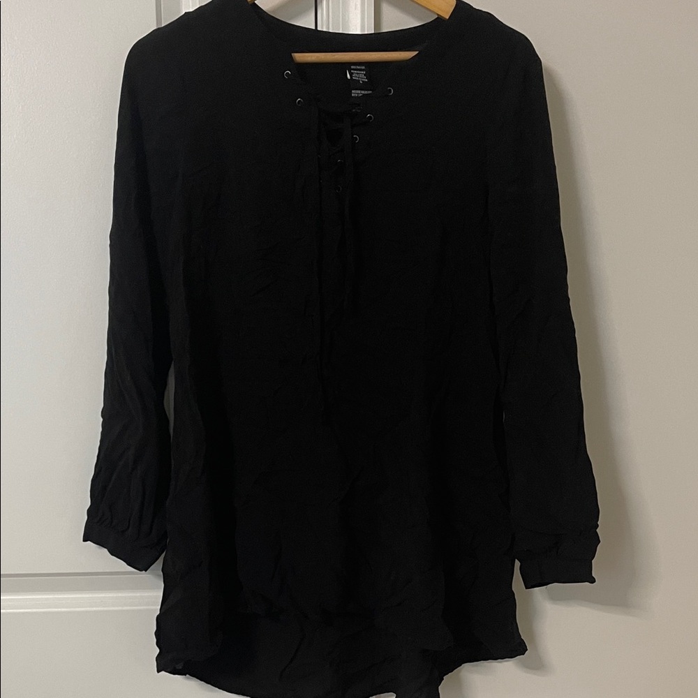 Torrid Black Lace-Up Blouse